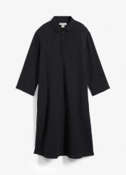 Sukienka szmizjerka z muślinu. Czarne sukienki damskie bonprix, bez wzorów, z bawełny, bez kołnierzyka, bez ramiączek, szmizjerki. Za 124.99 zł.
