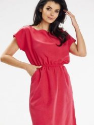 Sukienka Model A646 Fuksja - awama. Czerwone sukienki damskie Awama, na co dzień, na lato, l, bez wzorów, ze lnu, bez kołnierzyka, plus size, bez ramiączek, mini. Za 247.31 zł.