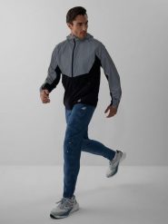 4F Spodnie do biegania szybkoschnące męskie - denim M. Niebieskie spodnie sportowe męskie 4F, l, bez wzorów, z denimu, do biegania. Za 249.99 zł.