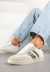 Beżowo-Panterkowe Sneakersy Typu Kultowe Tenisówki na Półtransparentnej Podeszwie Ulinera. Brązowe trampki i tenisówki damskie Born2be, bez wzorów, z jeansu, bez zapięcia. Za 84.99 zł.