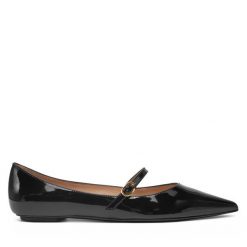 Półbuty Stuart Weitzman. Czarne półbuty damskie Stuart Weitzman, bez wzorów, bez obcasa, na płaskiej podeszwie, bez zapięcia. Za 809.99 zł.