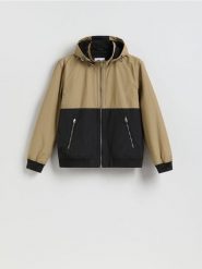 Kurtka z polarową podszewką - oliwkowy. Zielone kurtki męskie Reserved, l, bez wzorów, z bawełny, bez kaptura. Za 179.99 zł.