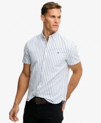 Superdry Preppy Oxford koszula krótki rękaw z organicznej bawełny – Blue Beach. Niebieskie koszule damskie Superdry, l, bez wzorów, z bawełny, klasyczne, bez kołnierzyka, bez ramiączek. Za 282.85 zł.
