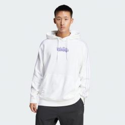 Bluza z kapturem Real Madrid. Białe bluzy męskie Adidas, m, bez wzorów, z kapturem, do piłki nożnej. W wyprzedaży za 230.30 zł.