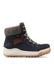 Rieker Trzewiki Y4730-14 Granatowy. Niebieskie botki damskie Rieker, bez wzorów, ze skóry, bez obcasa, na płaskiej podeszwie, bez zapięcia. Za 329.99 zł.