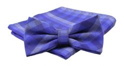 Mucha Męska z Poszetką, Granatowa w Kratkę - Alties. Niebieskie krawaty i muchy Alties, bez wzorów, eleganckie. Za 54.00 zł.
