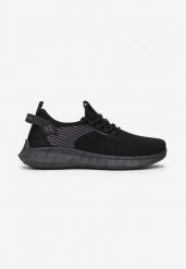Czarno-Szare Buty Sportowe z Elastyczną Cholewką i Ozdobnym Sznurowaniem Tullans. Czarne buty sportowe męskie Born2be, bez wzorów, bez zapięcia. Za 109.99 zł.