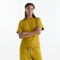 Koszulka damska New Balance WT41501BIL – żółta. Żółte bluzki damskie New Balance, s, bez wzorów, z materiału, eleganckie, bez kołnierzyka, bez ramiączek. Za 179.99 zł.