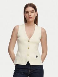 Tommy Hilfiger Top WW0WW49707 Beżowy jasny Slim Fit. Brązowe topy damskie Tommy Hilfiger, s, bez wzorów, z bawełny, bez kołnierzyka, bez ramiączek. Za 529.99 zł.