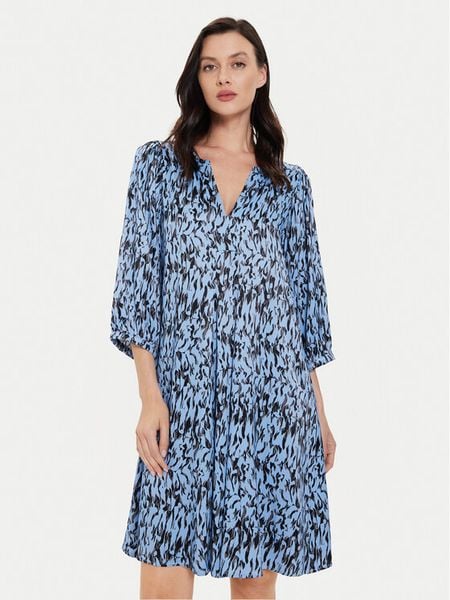 Karen by Simonsen Sukienka codzienna Nikole 10104917 Niebieski Relaxed Fit. Niebieskie sukienki damskie Karen by Simonsen, na co dzień, bez wzorów, z wiskozy, bez kołnierzyka, bez ramiączek, proste. Za 339.99 zł.