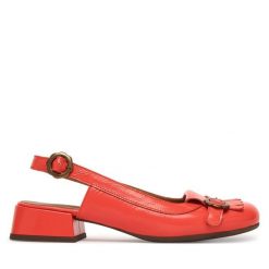 Czółenka Fly London. Czerwone czółenka damskie Fly London, bez wzorów, bez obcasa, bez zapięcia. Za 716.99 zł.