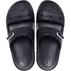 Crocs klapki Classic czarne 206761 001. Czarne klapki damskie Crocs, bez wzorów, bez zapięcia. Za 97.99 zł.