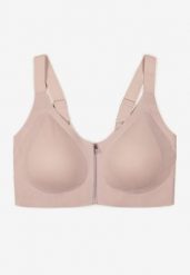 Jasnofioletowy Sportowy Biustonosz z Suwakiem z Przodu Eziline. Fioletowe bielizna sportowa damska Born2be, plus size, bez wzorów. Za 69.99 zł.