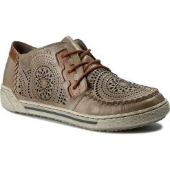 Półbuty RIEKER - 42443-62 Beige. Brązowe półbuty damskie Rieker, bez wzorów, ze skóry, bez obcasa, na płaskiej podeszwie, bez zapięcia. W wyprzedaży za 179.00 zł.