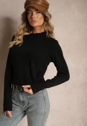 Czarny Klasyczny Sweter Porttina. Czarne swetry nierozpinane damskie Renee, m, bez wzorów, z jeansu, casualowe, bez kołnierzyka, bez ramiączek. Za 84.99 zł.