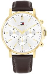 Zegarek TAYMA Zegarek Męski Tommy Hilfiger Tyson 1710713 Classic Silver/Gold Dial Brown Leather. Brązowe zegarki męskie TAYMA, bez wzorów. Za 284.99 zł.