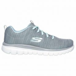 Obuwie Sportowe Damskie Skechers Graceful-Twisted Fortune Szary. Szare obuwie sportowe damskie Skechers, bez wzorów, z gumy, bez zapięcia, do biegania. Za 318.00 zł.