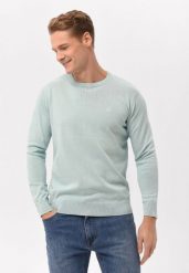 Lekki sweter S-RADO. Zielone swetry męskie Volcano, l, bez wzorów, z bawełny, klasyczne, bez kołnierzyka, bez ramiączek. Za 139.99 zł.