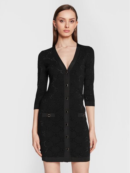 Blugirl Blumarine Sukienka dzianinowa RA3105-MA18F Czarny Slim Fit. Czarne sukienki damskie Blugirl Blumarine, s, bez wzorów, z dzianiny, bez kołnierzyka, bez ramiączek. Za 1,429.00 zł.