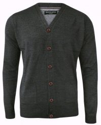 Elegancki Kardigan, Sweter Rozpinany na Guzik -BRAVE SOUL- Grafitowy. Szare swetry męskie Brave Soul, m, bez wzorów, casualowe, bez kołnierzyka, bez ramiączek. Za 89.00 zł.