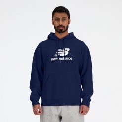 Bluza męska New Balance MT41501NNY – granatowa. Niebieskie bluzy sportowe męskie New Balance, m, z aplikacjami, z bawełny, bez kaptura. Za 299.99 zł.