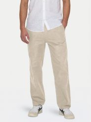 Only & Sons Spodnie materiałowe Sinus 22028267 Beżowy Loose Fit. Brązowe spodnie materiałowe męskie Only & Sons, bez wzorów, z bawełny. Za 148.67 zł.
