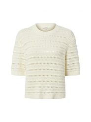 Opus Sweter damski z dzianiny - Ploomina Kobiety Bawełna biały jednolity, L. Białe swetry nierozpinane damskie Opus, l, bez wzorów, z bawełny, bez kołnierzyka, bez ramiączek. Za 449.95 zł.