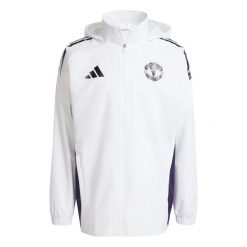 Kurtka przeciwdeszczowa Manchester United 2025/26. Białe kurtki męskie Adidas, s, bez wzorów, bez kaptura. Za 327.00 zł.