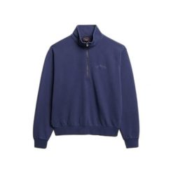 Sweter z logo i kołnierzykiem tunisijskim dla kobiet Superdry Essential. Niebieskie swetry nierozpinane damskie Superdry, na zimę, bez wzorów, bez kołnierzyka, bez ramiączek. Za 327.70 zł.