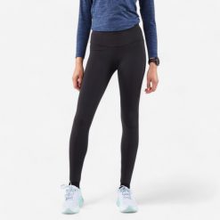 Legginsy do biegania damskie Kiprun Run 500 Warm ocieplane. Niebieskie legginsy damskie KIPRUN, bez wzorów, z materiału. Za 129.99 zł.