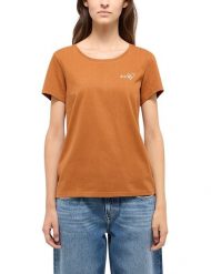 Damski T-Shirt Mustang Style Alma Caramel Café 1015928 7169. Brązowe t-shirty damskie Mustang, l, bez wzorów, bez kołnierzyka, bez ramiączek. Za 69.99 zł.