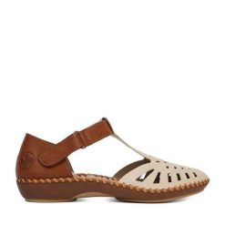 Sandały Rieker. Brązowe sandały damskie Rieker, bez wzorów, bez obcasa, na płaskiej podeszwie, bez zapięcia. Za 319.99 zł.