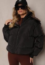 Czarna Casualowa Kurtka Dwustronna Typu Puffer ze Ściągaczami i Kapturem Erisalanne. Czarne kurtki sportowe damskie Renee, l, bez wzorów, z jeansu, bez ramiączek. Za 219.99 zł.