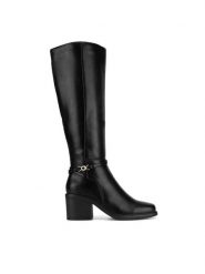 Clara Barson Kozaki WYL4017-2 Czarny. Czarne kozaki damskie Clara Barson, bez wzorów, z materiału, bez obcasa, na słupku, bez zapięcia. Za 229.99 zł.