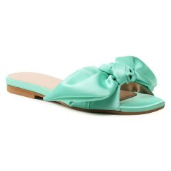 Klapki Eva Longoria. Zielone klapki damskie Eva Longoria, bez wzorów, bez obcasa, bez zapięcia. Za 429.99 zł.