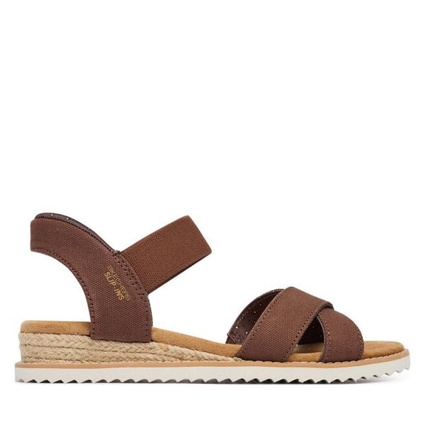 Sandały Skechers. Brązowe sandały damskie Skechers, bez wzorów, bez obcasa, na płaskiej podeszwie, bez zapięcia. Za 200.99 zł.