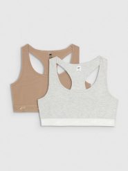 4F Biustonosz bawełniany z niskim wsparciem (2-pack) damski - multikolor S. Bielizna sportowa damska 4F, s, bez wzorów, z bawełny. W wyprzedaży za 59.99 zł.