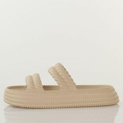 Beżowe lekkie piankowe klapki damskie DiA 51-001. Brązowe klapki damskie DiA, na lato, bez wzorów, z dresówki, klasyczne, bez obcasa, na platformie, bez zapięcia. Za 59.00 zł.