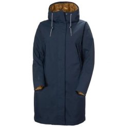 Damska kurtka wodoodporna Helly Hansen Hvaler. Niebieskie kurtki sportowe damskie Helly Hansen, m, bez wzorów, z materiału, bez ramiączek, bez kaptura, trekkingowe. Za 1,275.00 zł.