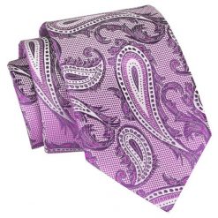 Męski Krawat Angelo di Monti - Różowy, Paisley. Czerwone krawaty i muchy Angelo di Monti, bez wzorów, z tkaniny, eleganckie. Za 45.00 zł.