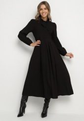 Czarna Wiskozowa Plisowana Sukienka z Wiązaniem Asorrise. Czarne sukienki damskie Born2be, na co dzień, l, bez wzorów, z wiskozy, eleganckie, bez kołnierzyka, bez ramiączek. Za 169.99 zł.