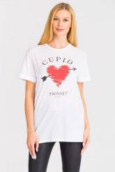 T-SHIRT TWINSET. T-shirty damskie Twinset Milano, xs, bez wzorów, bez kołnierzyka, bez ramiączek. W wyprzedaży za 61.80 zł.
