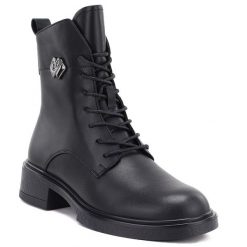 Skórzane botki damskie workery czarne D&A S.Barski MK62-7014. Czarne botki damskie S.BARSKI, bez wzorów, ze skóry, bez obcasa, bez zapięcia. Za 219.99 zł.