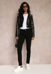 Czarne Jeansy Skinny Regular Waist Adja. Czarne jeansy damskie Renee, bez wzorów, z jeansu, klasyczne. Za 74.99 zł.