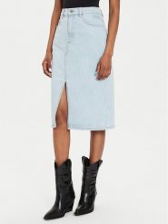 Gestuz Spódnica jeansowa Denia 10909237 Niebieski Regular Fit. Niebieskie spódnice damskie Gestuz, bez wzorów, z bawełny. Za 459.99 zł.
