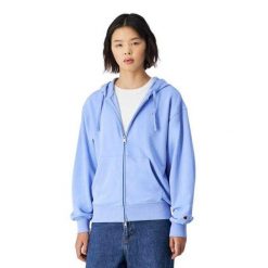 Bluza Rozpinana Damska Jeden Kolor. Niebieskie bluzy damskie Champion, l, bez wzorów, z bawełny, bez ramiączek, z kapturem. Za 386.99 zł.