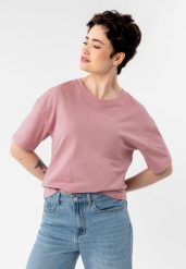 Gładki t-shirt, Comfort Fit, T-RODOS. Czerwone t-shirty damskie Volcano, m, z aplikacjami, z bawełny, bez kołnierzyka, bez ramiączek. Za 59.99 zł.