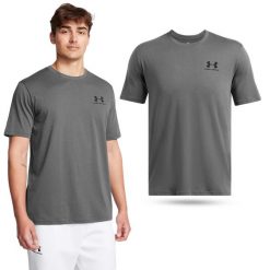 Koszulka fitness męska UNDER ARMOUR 1326799 z krótkim rękawem. Szare koszulki sportowe męskie Under Armour, m, bez wzorów, bez ramiączek, na fitness i siłownię. W wyprzedaży za 69.00 zł.