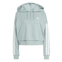 Bluza damska z zamkiem 1/4 z kapturem zapinana na zamek błyskawiczny adidas Esse. Zielone bluzy damskie Adidas, xs, bez wzorów, z materiału, bez ramiączek, z kapturem. Za 323.50 zł.