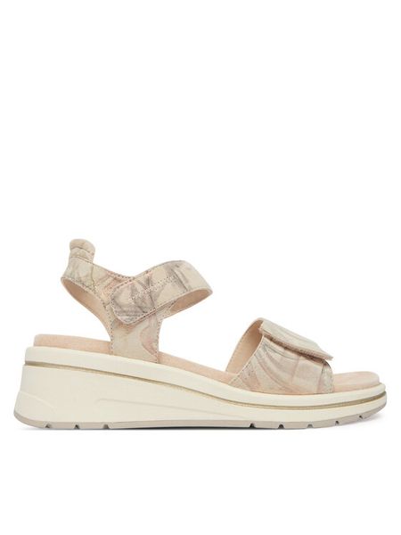 Caprice Sandały 9-28305-46 Beżowy. Brązowe sandały damskie Caprice, bez wzorów, ze skóry, bez obcasa, na koturnie, bez zapięcia. Za 228.99 zł.